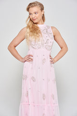 Louise Pink Embellished Maxi Dress