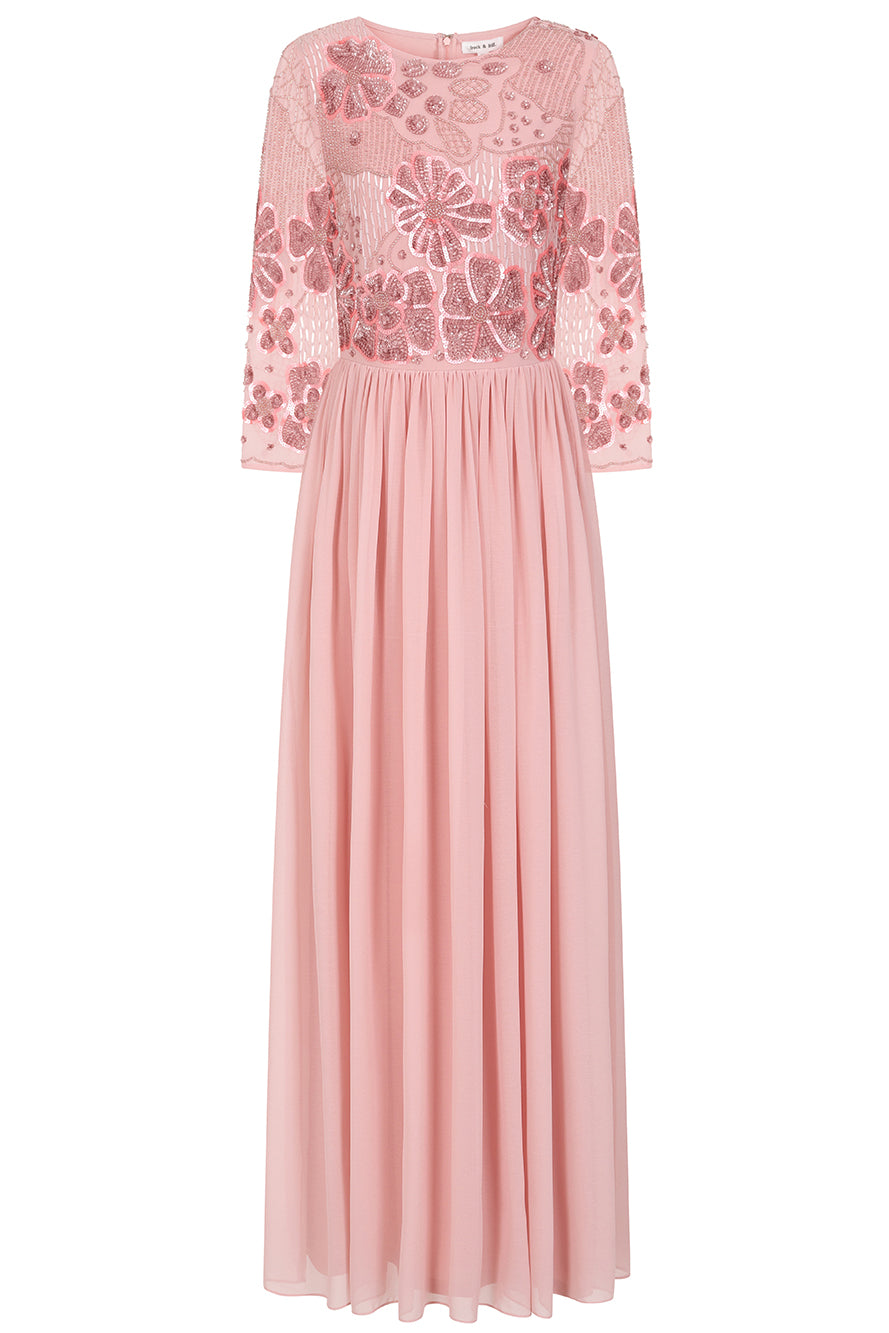 Lovella Blush Floral Embellished Maxi Dress 