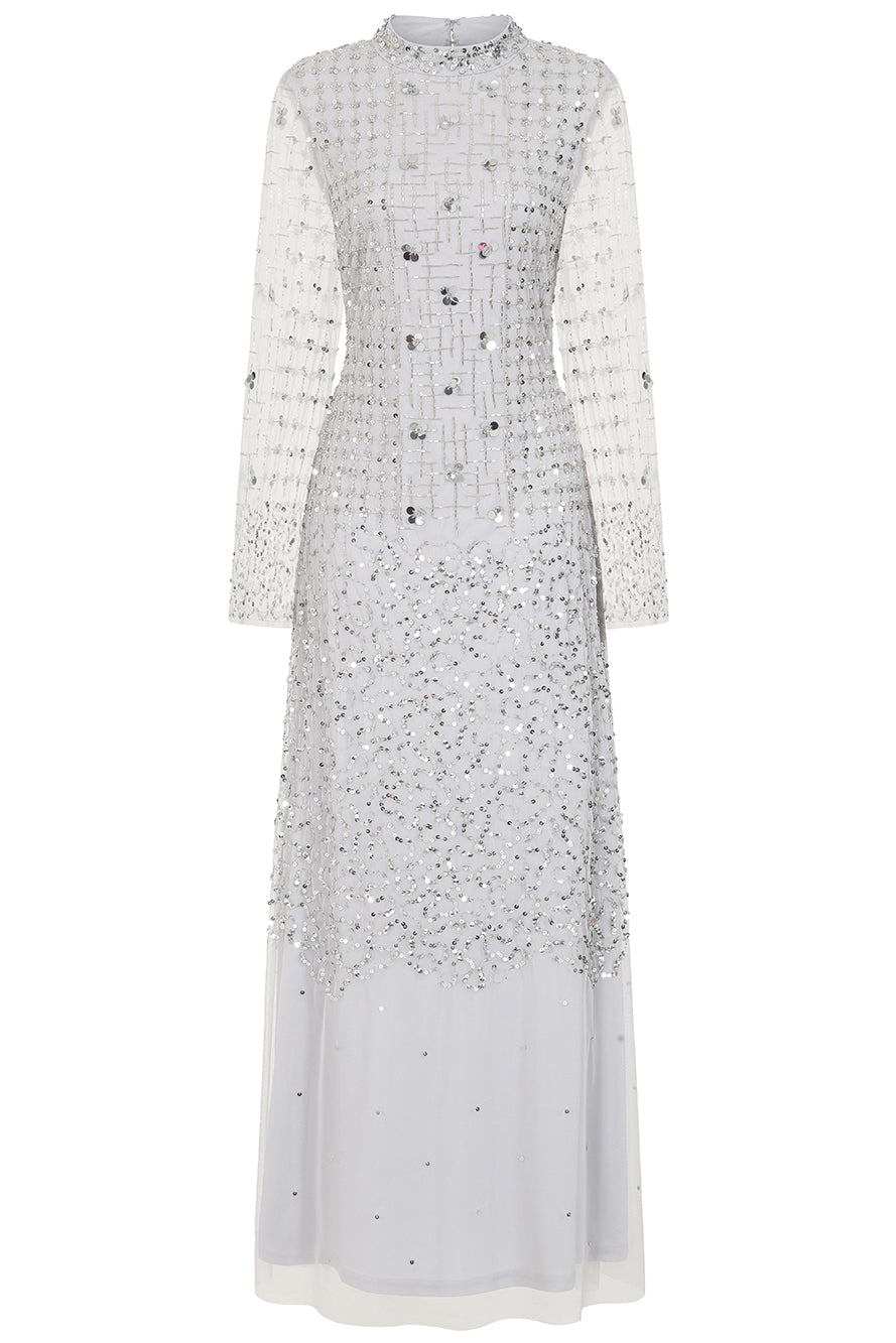 Lucile Grey Embellished Maxi Dress