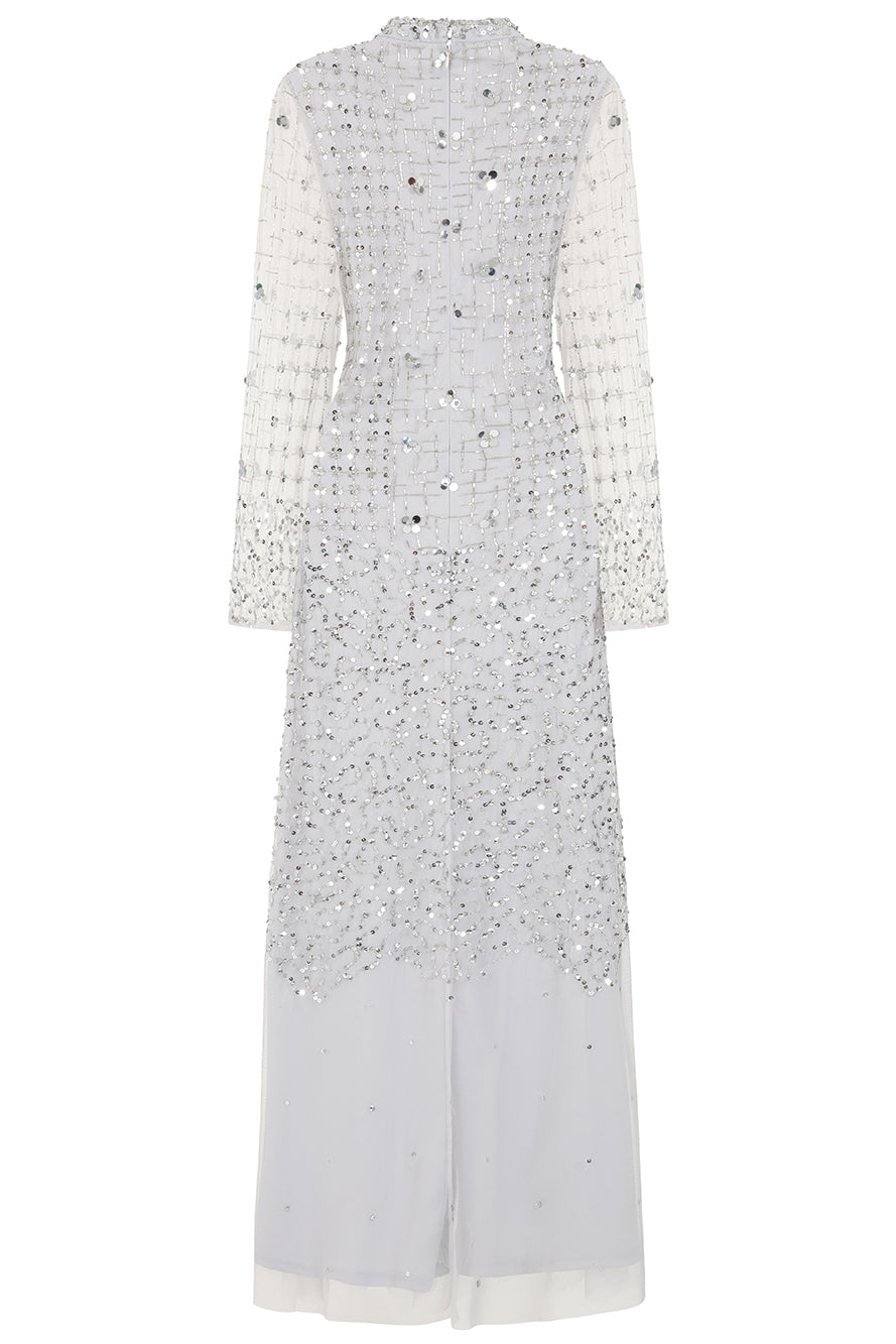 Lucile Grey Embellished Maxi Dress