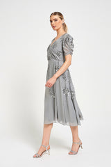 Lucy Grey Embellished Midi Dress