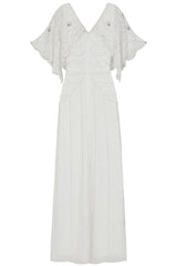 Luella White Embellished Cape Sleeve Maxi Dress