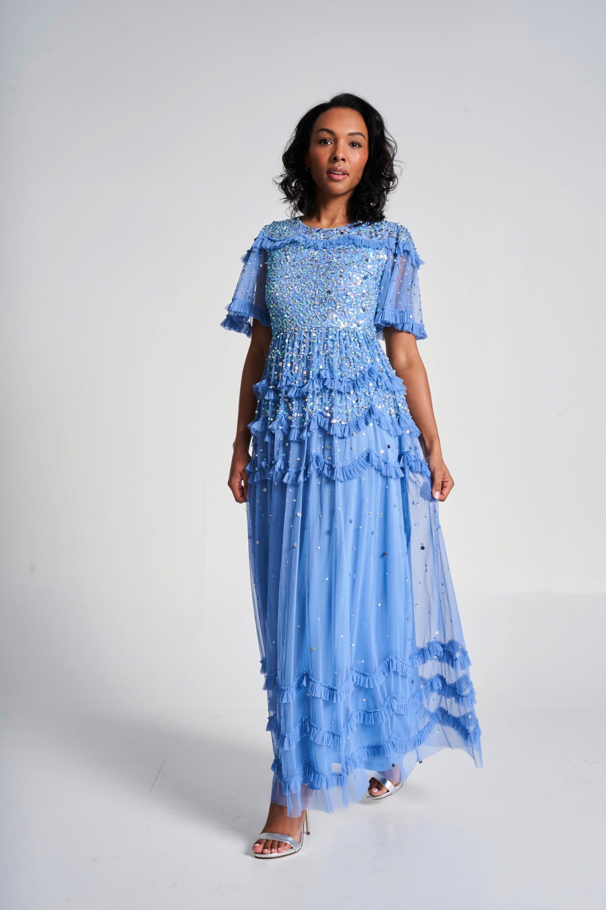 Lydia Powder Blue Sequin Maxi Dress Frock and Frill Lydia Powder Blue Sequin Maxi Dress Frock and Frill