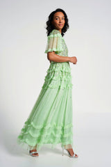 Lydia Sequin Maxi Dress - Green