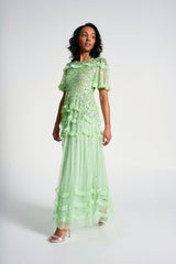 Lydia Sequin Maxi Dress - Green