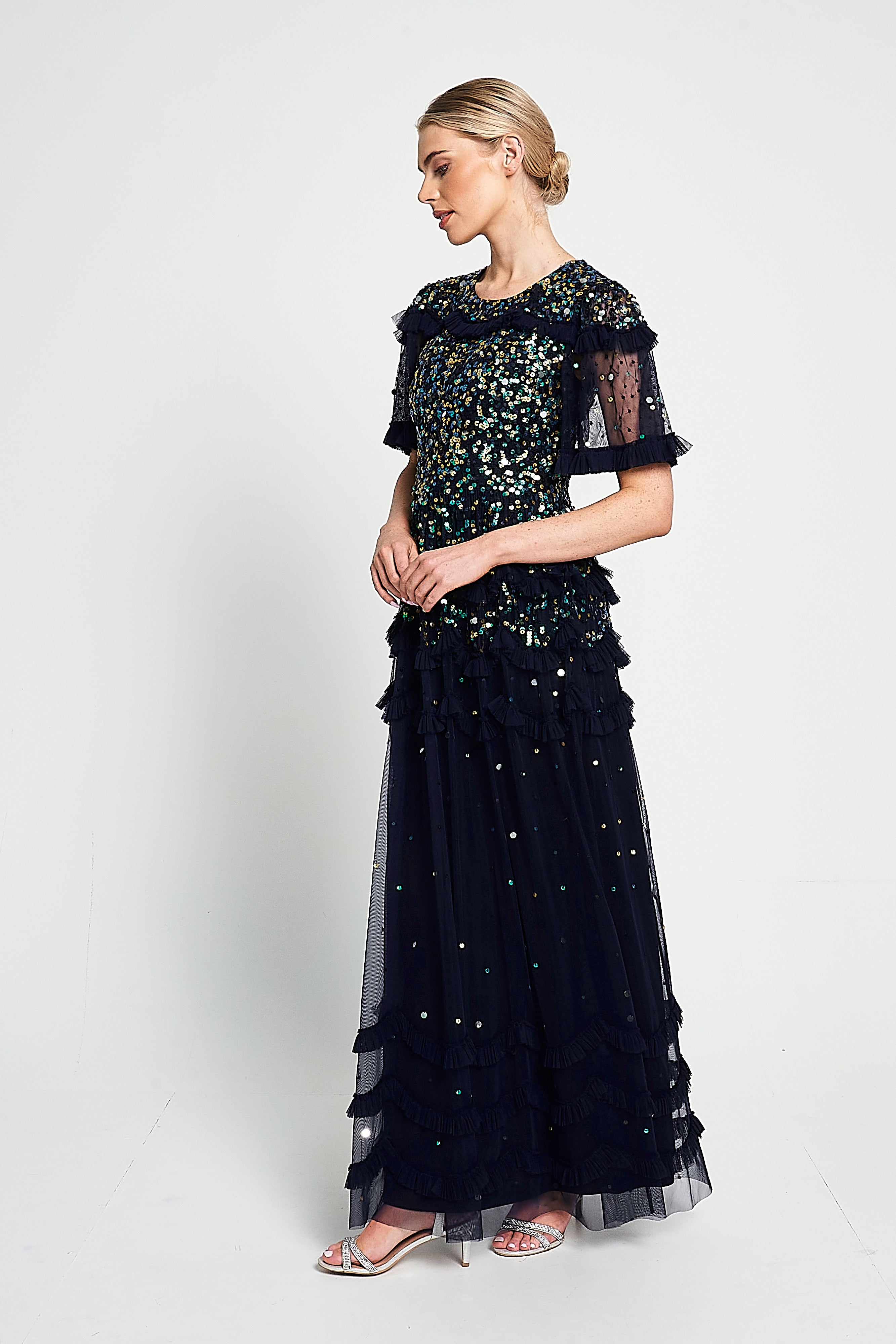 navy glitter maxi dress Maiah Navy Sequin Maxi Dress - US 8