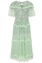 Lynne Sequin Midi Dress - Green