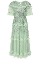 Lynne Sequin Midi Dress - Green