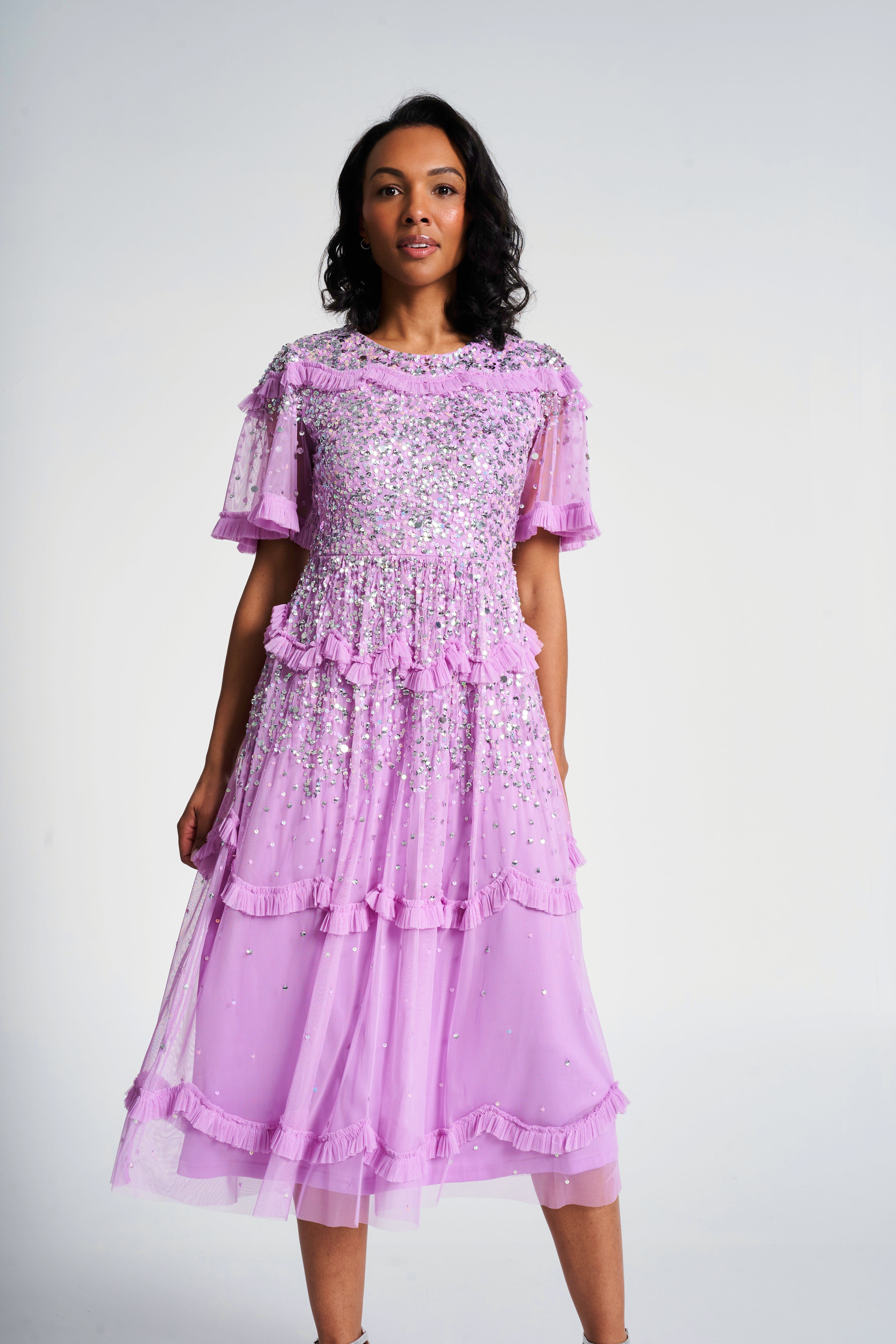 Lynne Pink Sequin Midi Dress Frock and Frill Lynne Pink Sequin Midi Dress Frock and Frill