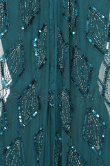 Mae Deep Teal Embellished Cape Sleeve Maxi Dress