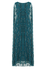 Mae Deep Teal Embellished Cape Sleeve Maxi Dress