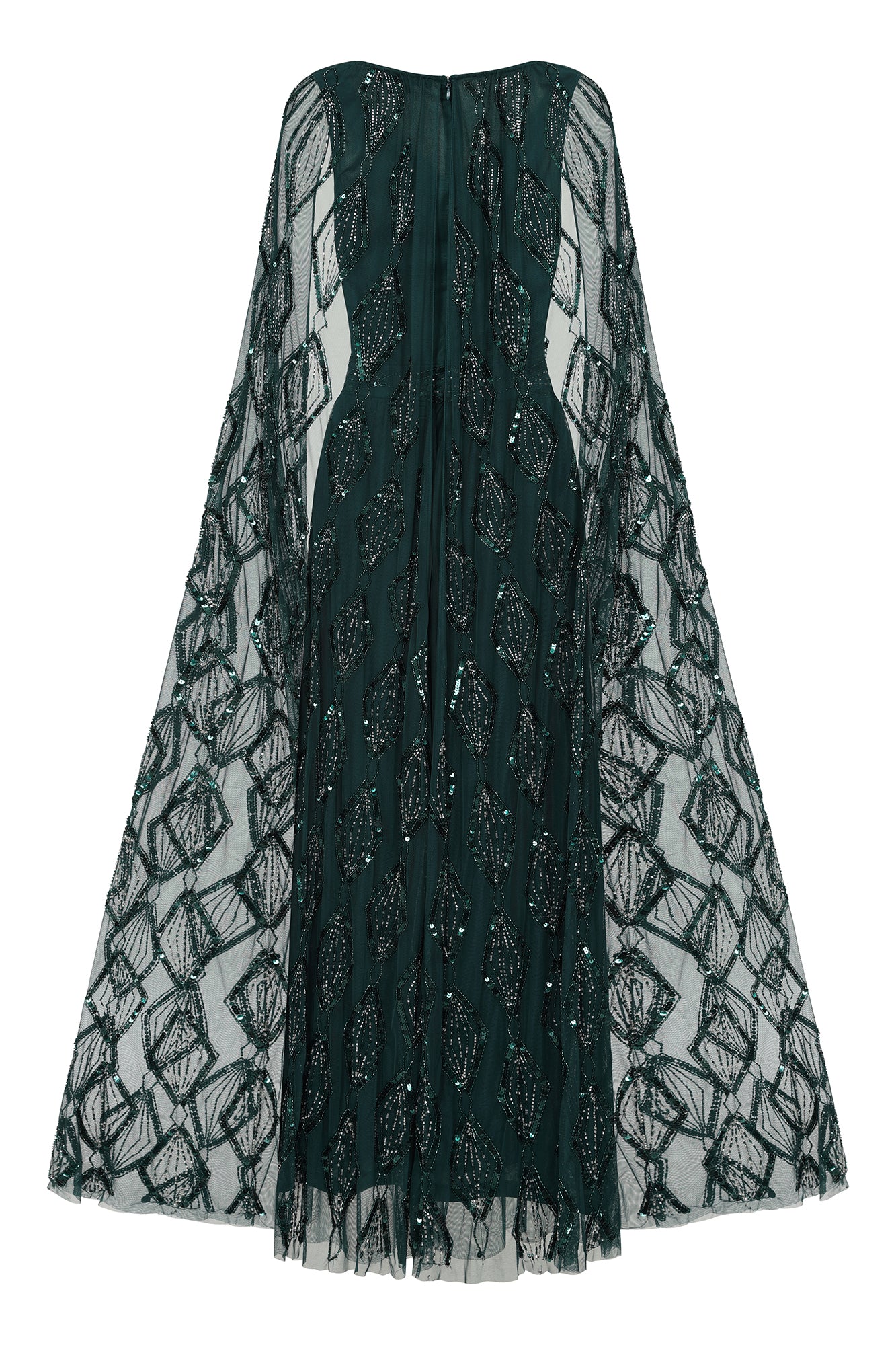 Mae Teal Green Embellished Cape Sleeve Maxi Dress Frock and Frill Mae Teal Green Embellished Cape Sleeve Maxi Dress Frock and Frill