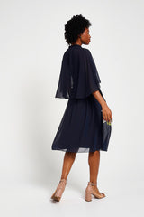 Maeve Navy Floral Embroidered Midi Dress