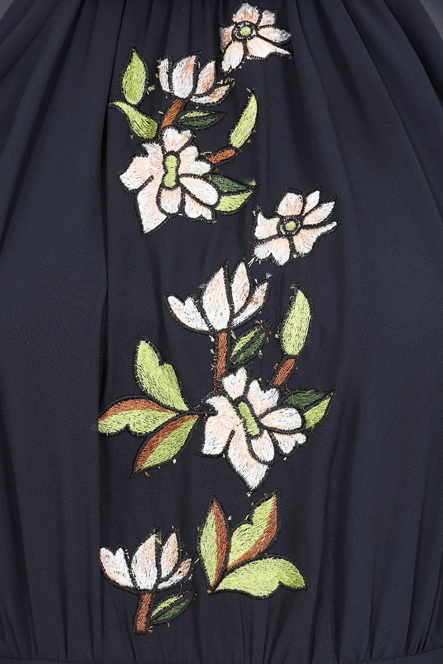 Maeve Navy Floral Embroidered Midi Dress