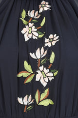 Maeve Navy Floral Embroidered Midi Dress