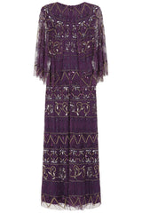 Mahonia Purple Embellished Cape Sleeve Midaxi Dress