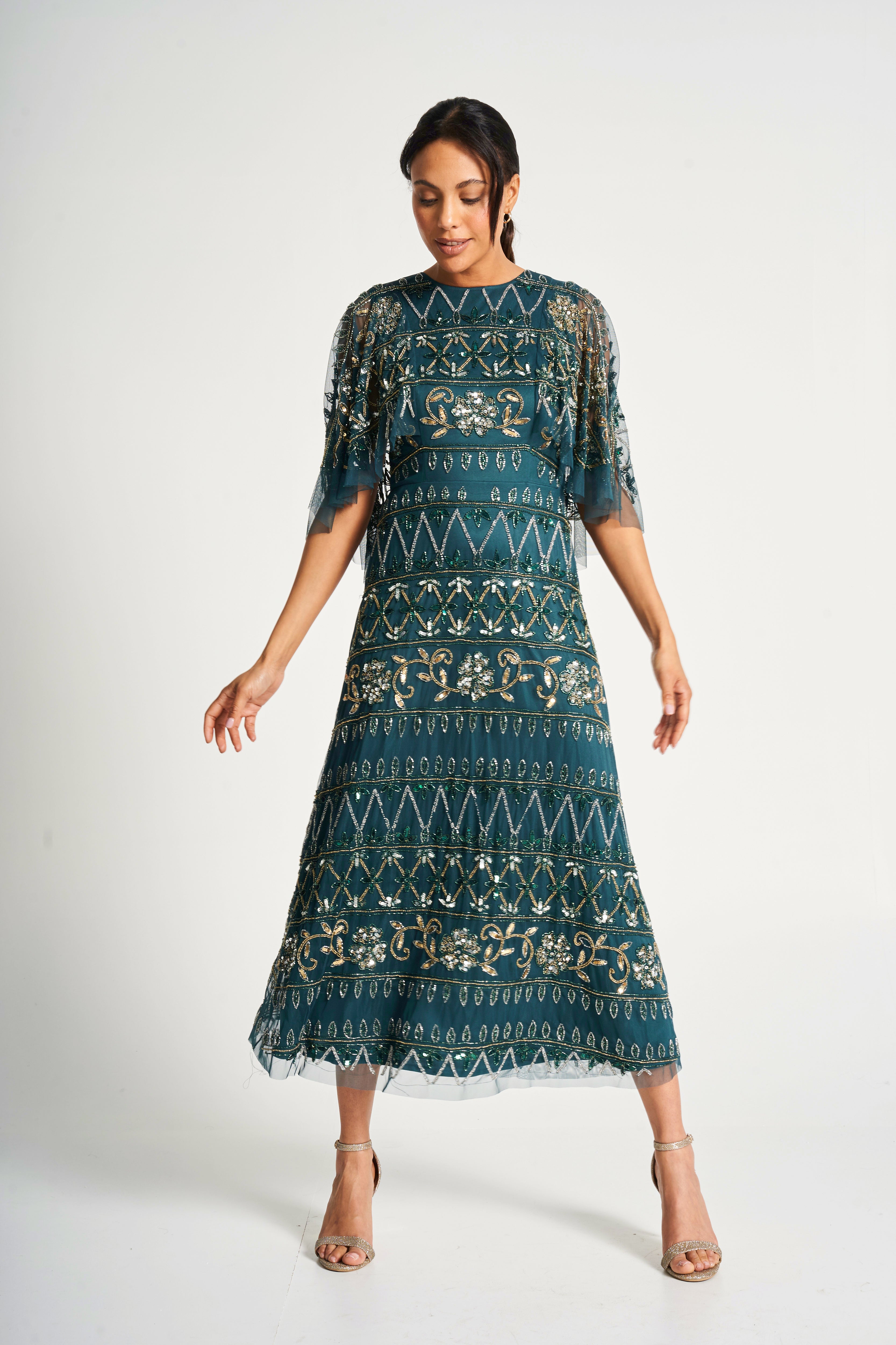 Mahonia Green Embellished Midaxi Dress