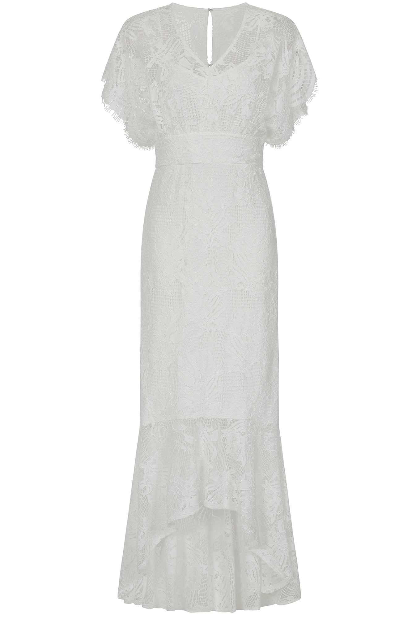Marguerite White Lace Dip Hem Midaxi Dress Frock and Frill Marguerite White Lace Dip Hem Midaxi Dress Frock and Frill