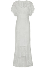 Marguerite White Lace Dip Hem Midaxi Dress