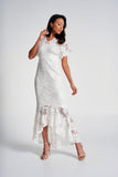 Marguerite White Lace Dip Hem Midaxi Dress