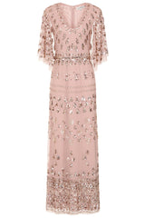 Marianne Blush Rose Gold  Embellished Maxi Dress