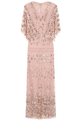 Marianne Blush Rose Gold  Embellished Maxi Dress