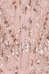 Marianne Blush Rose Gold  Embellished Maxi Dress