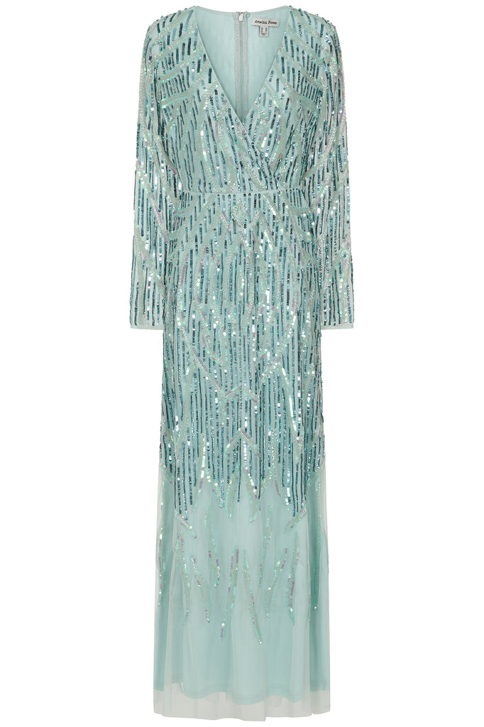 Marina Aqua Embellished Maxi Dress – Frock and Frill