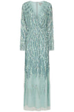Marina Aqua Embellished Maxi Dress