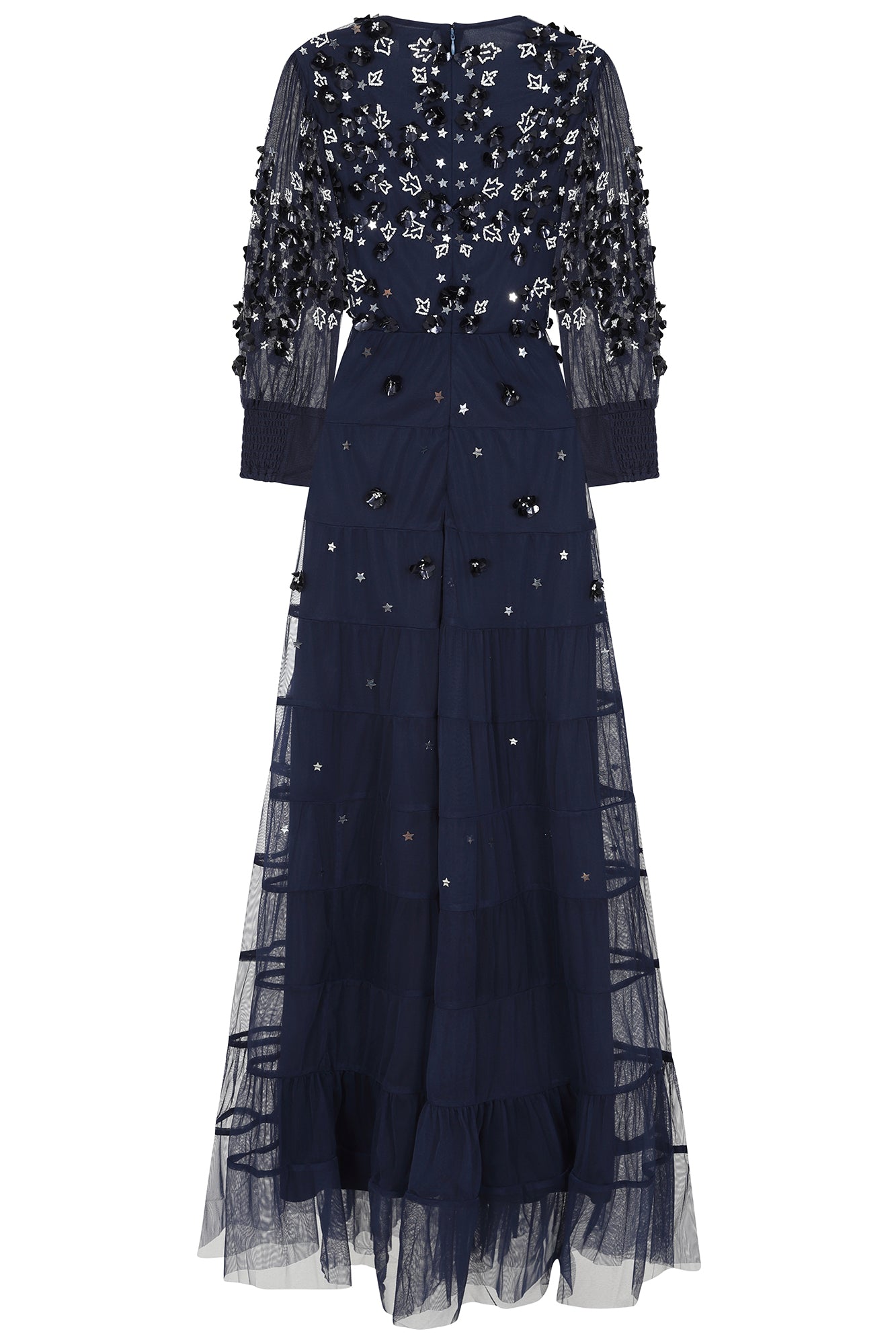 Marissa Navy Embellished Tiered Maxi Dress – Frock and Frill