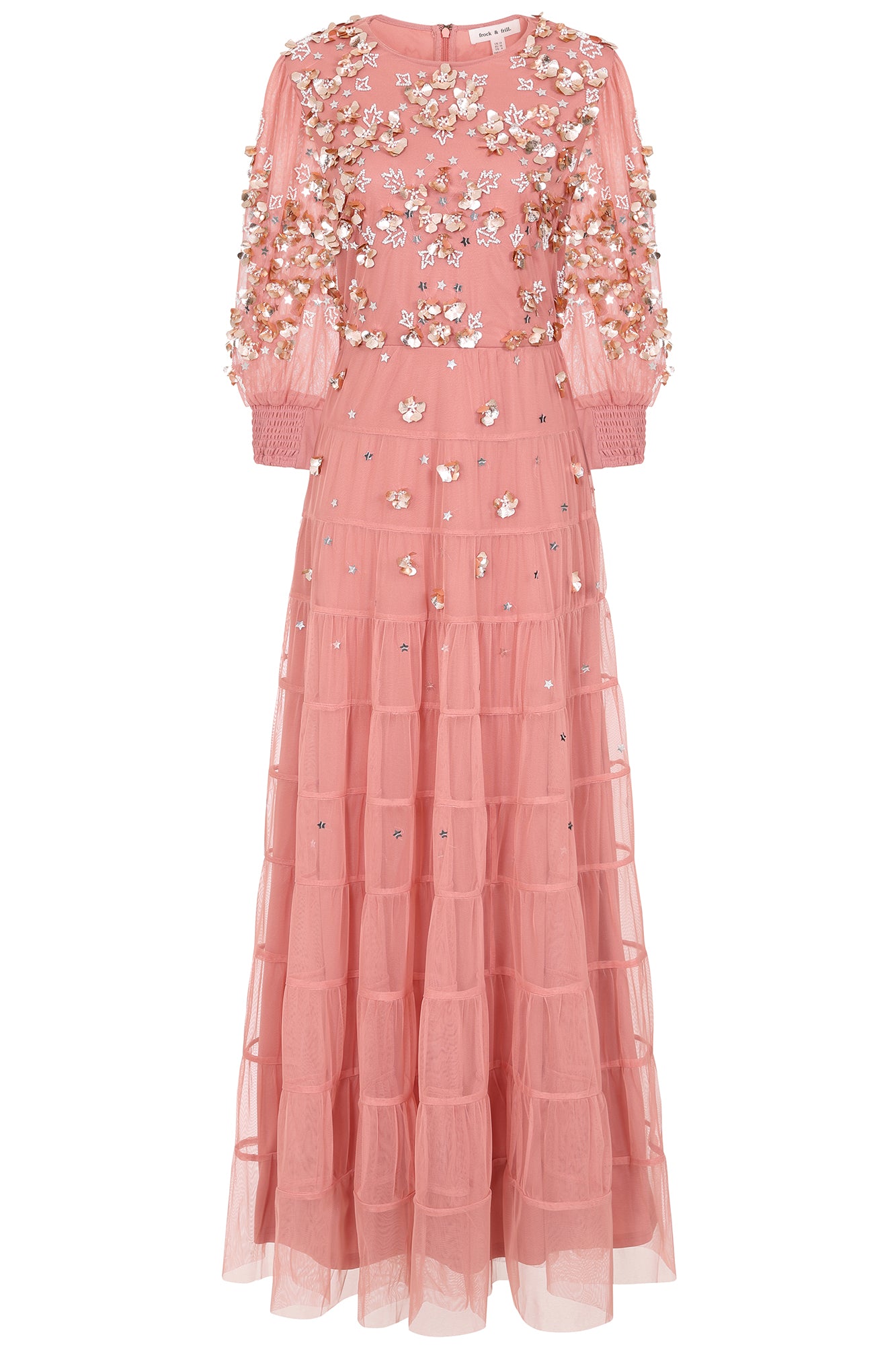 Marissa Embellished Tiered Maxi Dress - Rose Tan