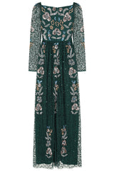 Martina Green Floral Embellished Maxi Dress