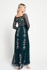 Martina Green Floral Embellished Maxi Dress