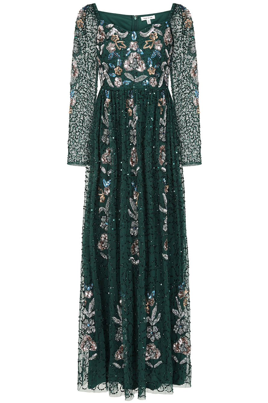 Martina Green Floral Embellished Maxi Dress Frock and Frill Martina Green Floral Embellished Maxi Dress Frock and Frill