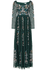 Martina Green Floral Embellished Maxi Dress