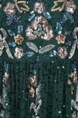 Martina Green Floral Embellished Maxi Dress