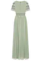 Maude Light Green Embellished Maxi Dress Frock and Frill Maude Light Green Embellished Maxi Dress Frock and Frill