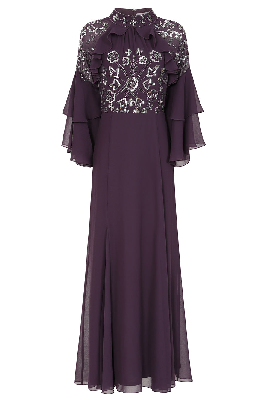 Maura Purple Embellished Maxi Dress