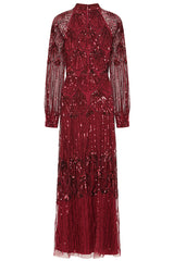 Maxine Burgundy Embellished Maxi Dress