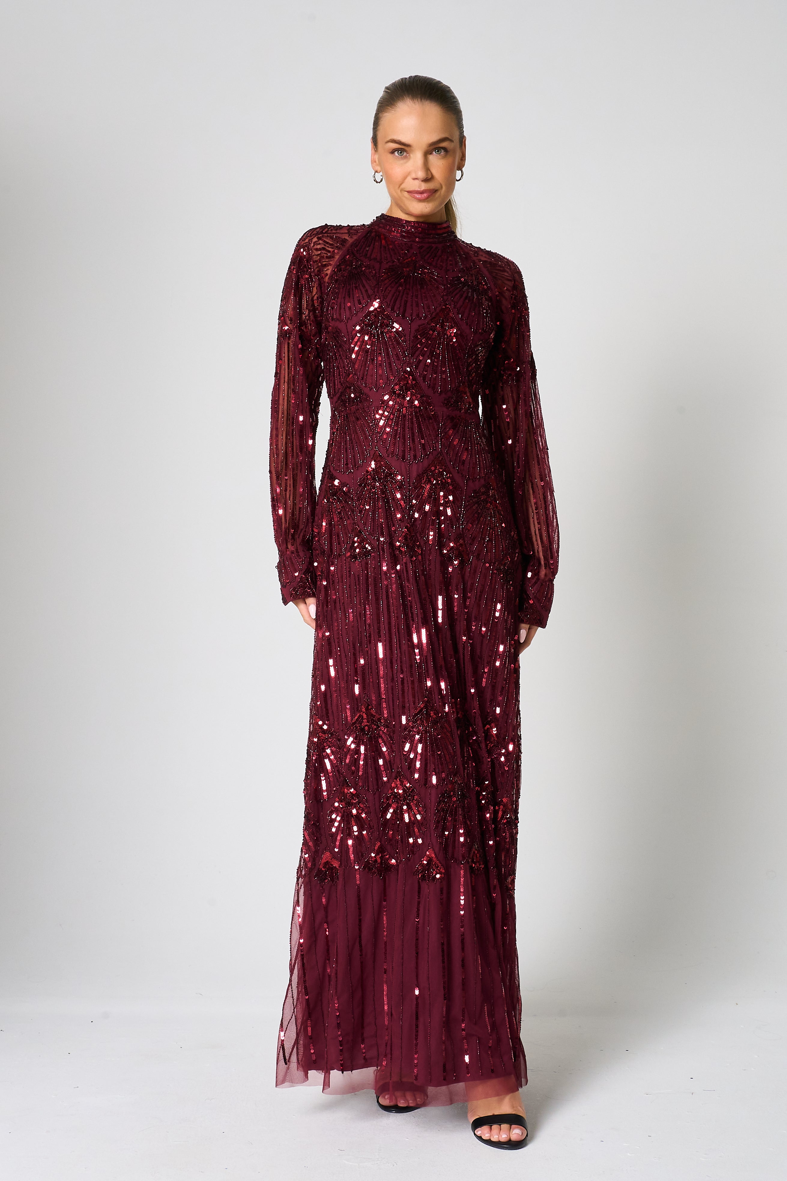Maxine Burgundy Embellished Maxi Dress Frock and Frill Maxine Burgundy Embellished Maxi Dress Frock and Frill