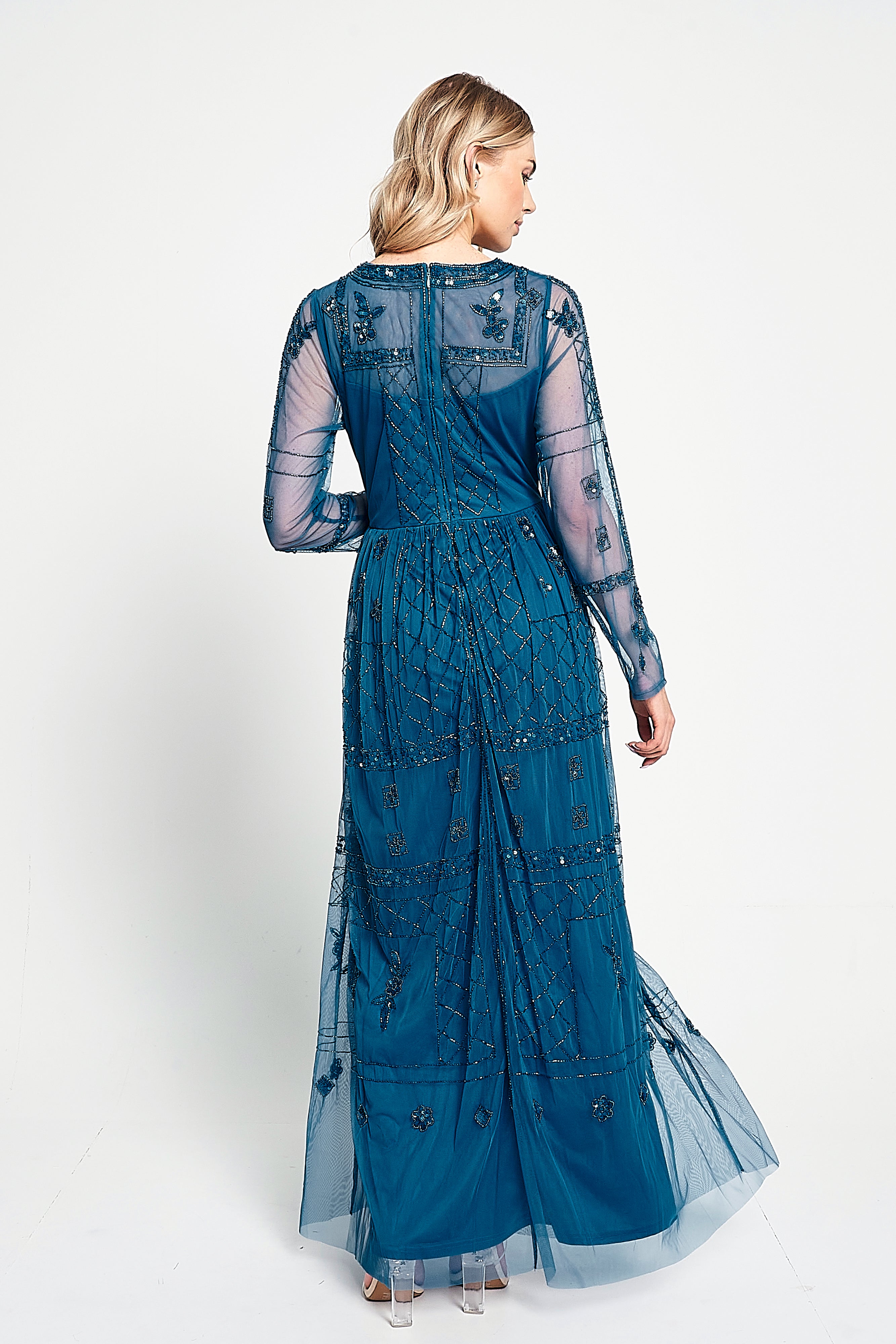 Maya Blue Embellished Maxi Dress