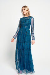 Maya Blue Embellished Maxi Dress