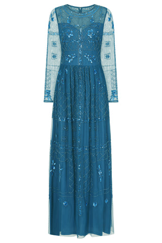 Maya Blue Embellished Maxi Dress