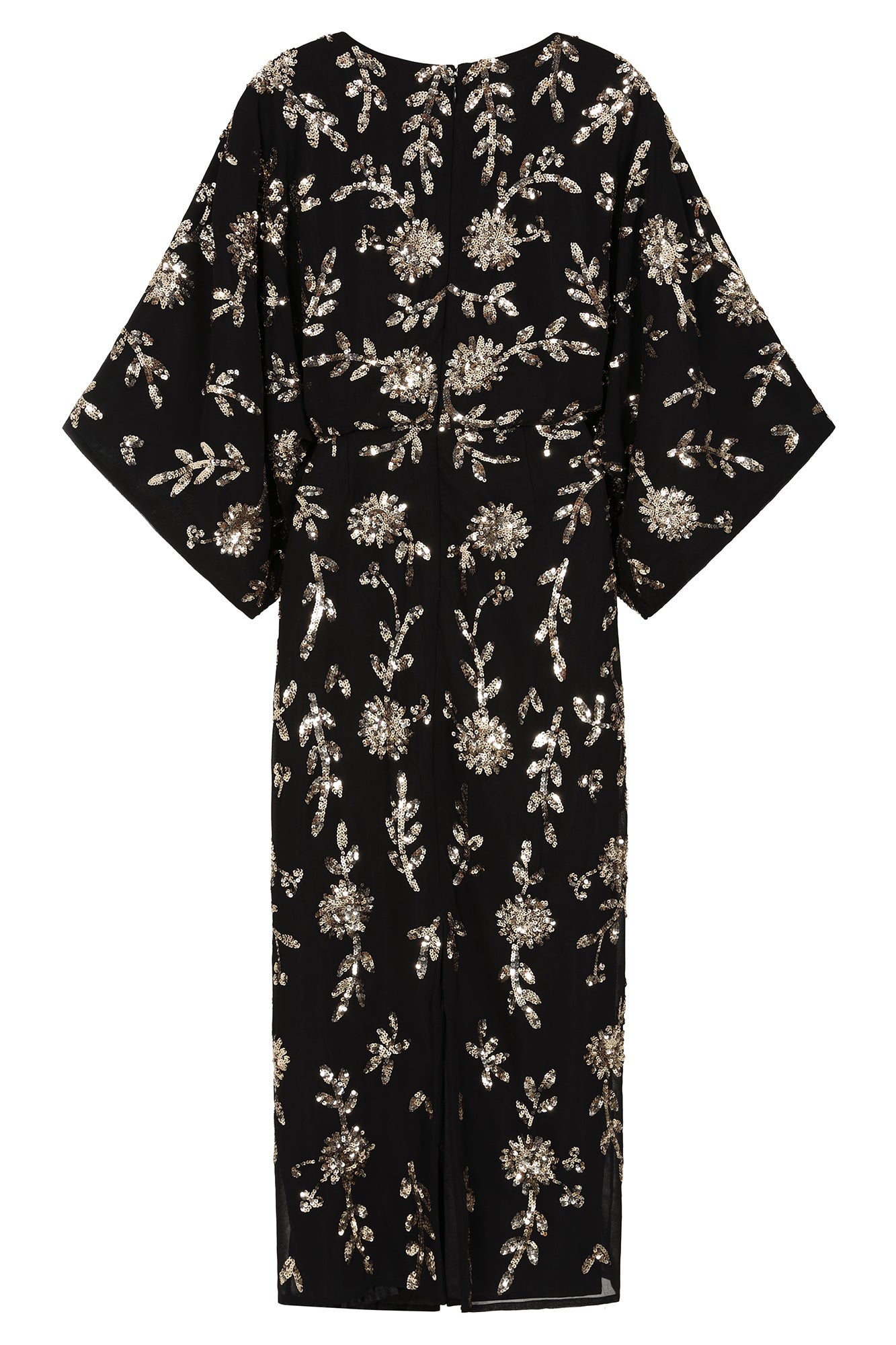 Melantha Black Floral Embellished Midaxi Dress