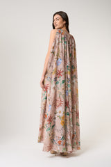 Melia Floral Print Cape Sleeve Maxi Dress