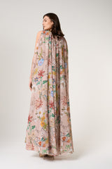 Melia Floral Print Cape Sleeve Maxi Dress