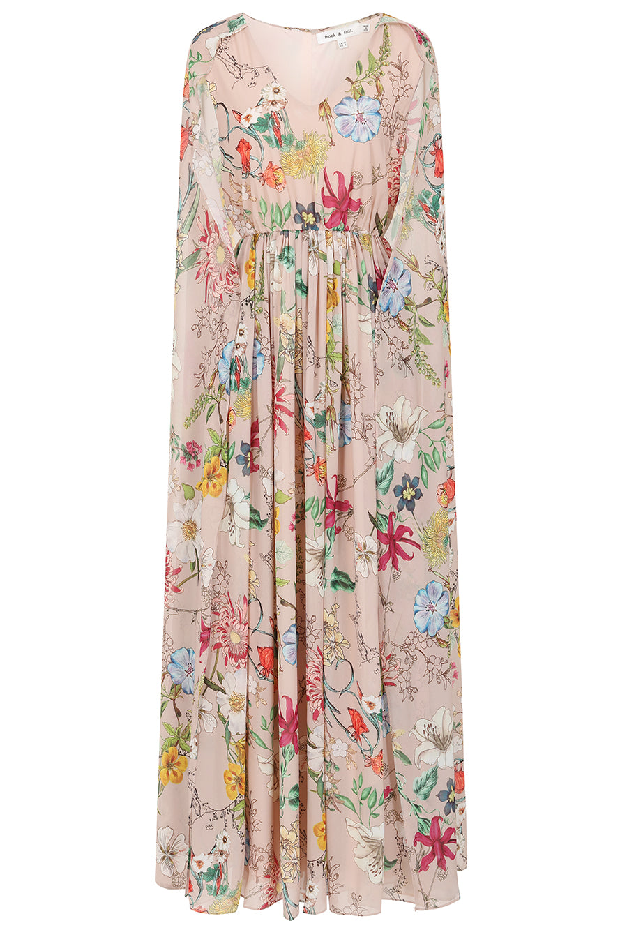 Melia Floral Print Cape Sleeve Maxi Dress Frock and Frill Melia Floral Print Cape Sleeve Maxi Dress Frock and Frill