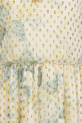 Melissa Cream Floral Print Maxi Dress with Embellished Detailing