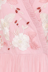 Merida Pink Floral Embroidered Maxi Dress 