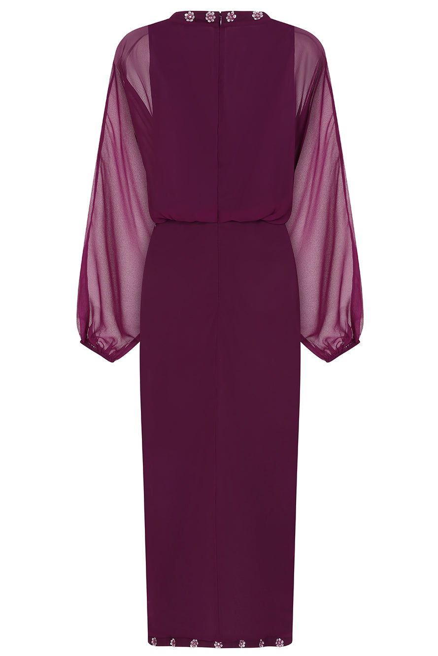 Michelle Purple Embellished Midi Dress